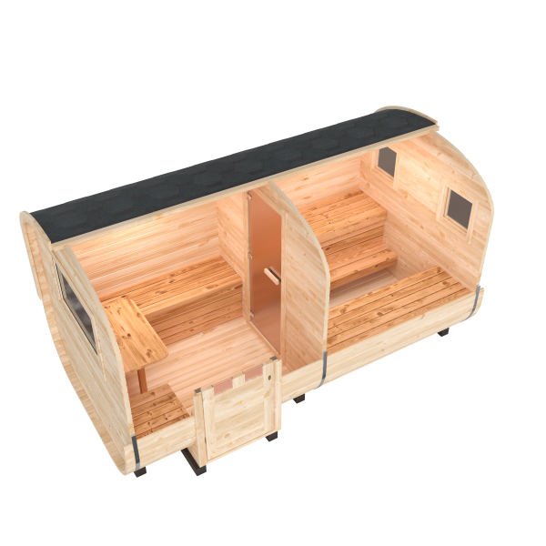 Fasssauna / Gartensauna / Banja / Quadro 4,0 m mit Vorraum